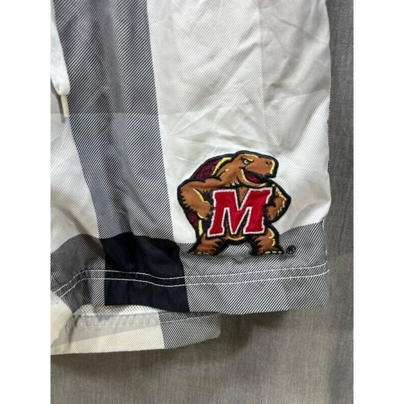 Maryland Terps Swim Shorts Mens Small White Drawstrings Plaid Trunks Men. - Picture 5 of 10